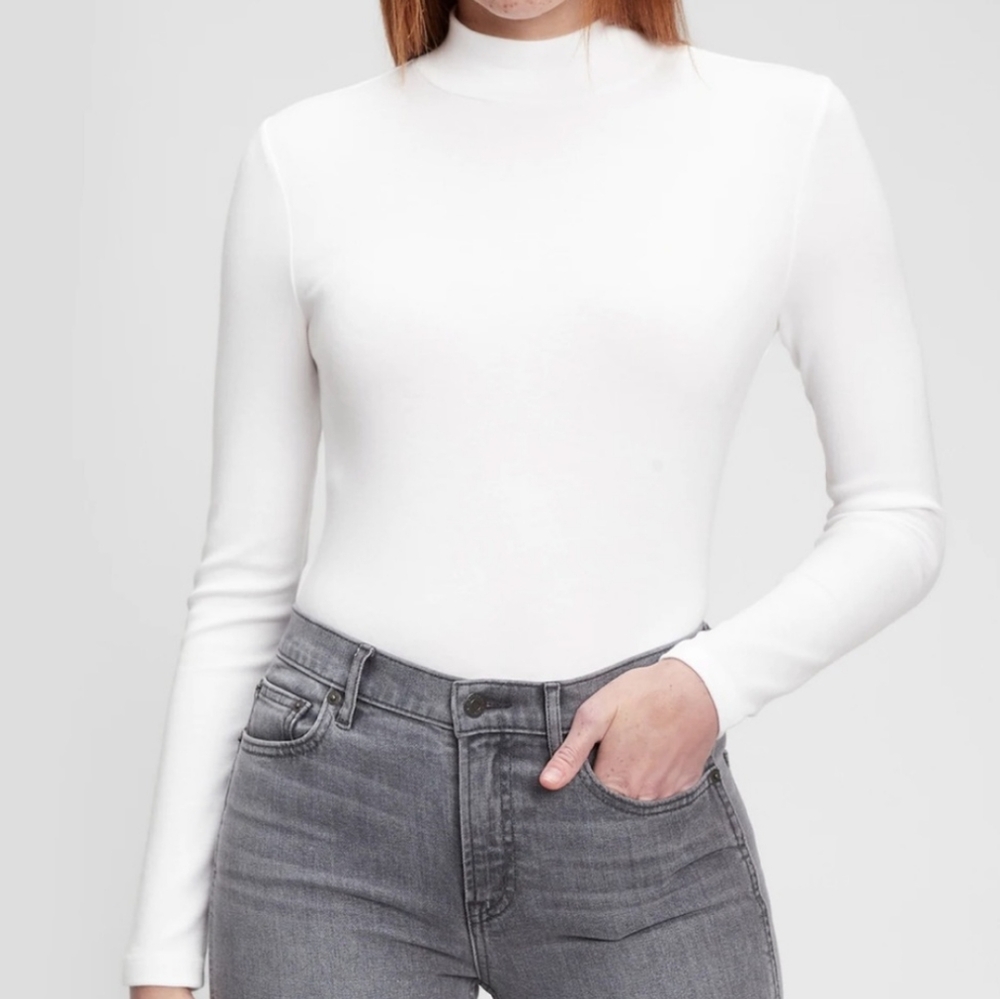 Gap White Long Sleeve Bodysuit